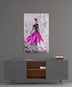 Vrouw Met Roze Rok Glasschilderij