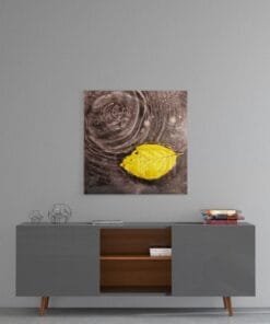Gele Blad Glasschilderij