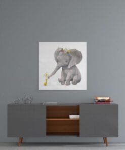 Olifant en Eendje Glasschilderij