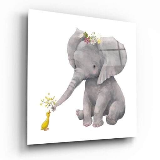 Olifant en Eendje Glasschilderij