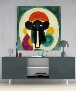 Olifant Abstract Glasschilderij