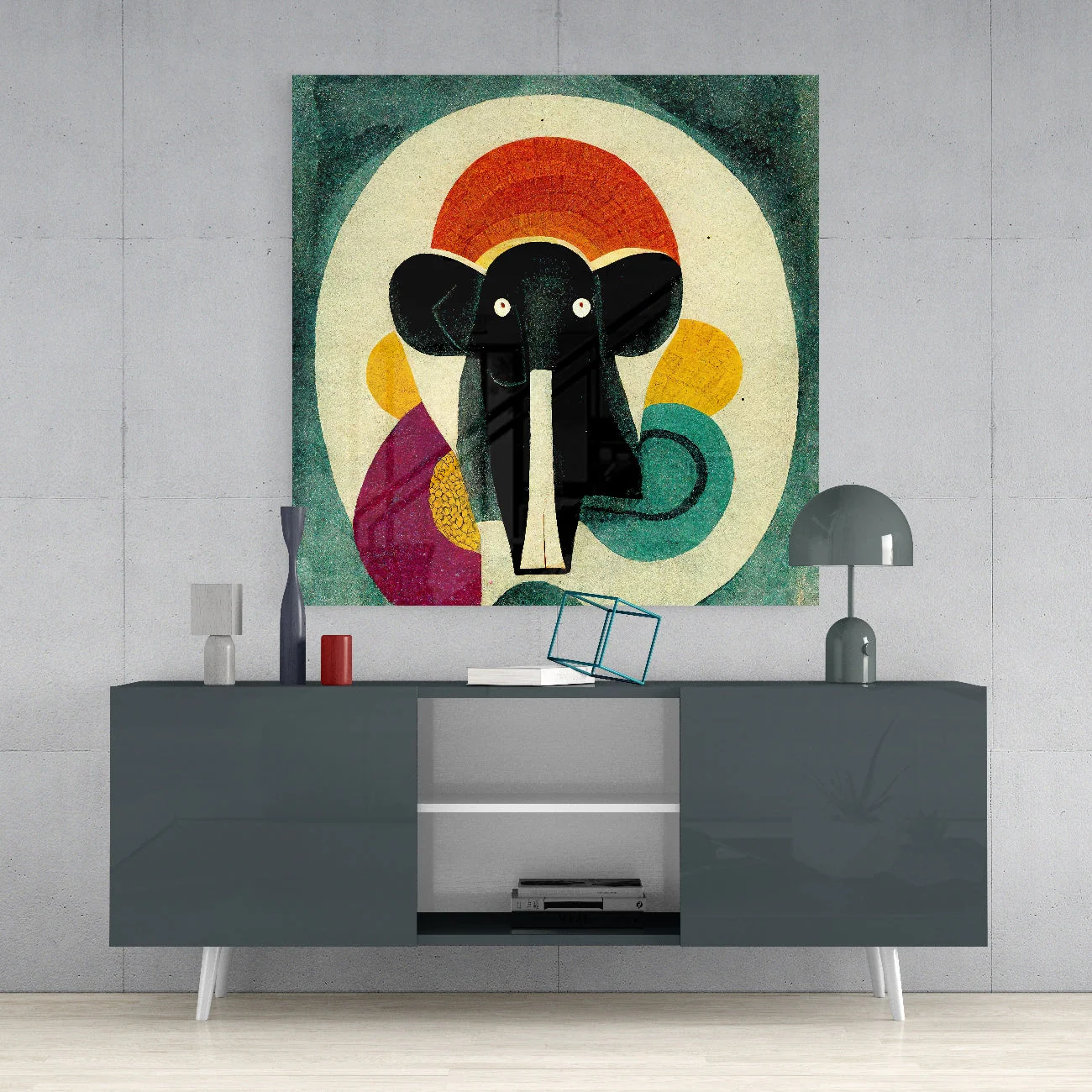 Olifant Abstract Glasschilderij
