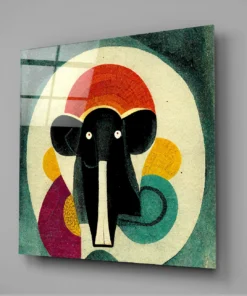 Olifant Abstract Glasschilderij - Afbeelding 3