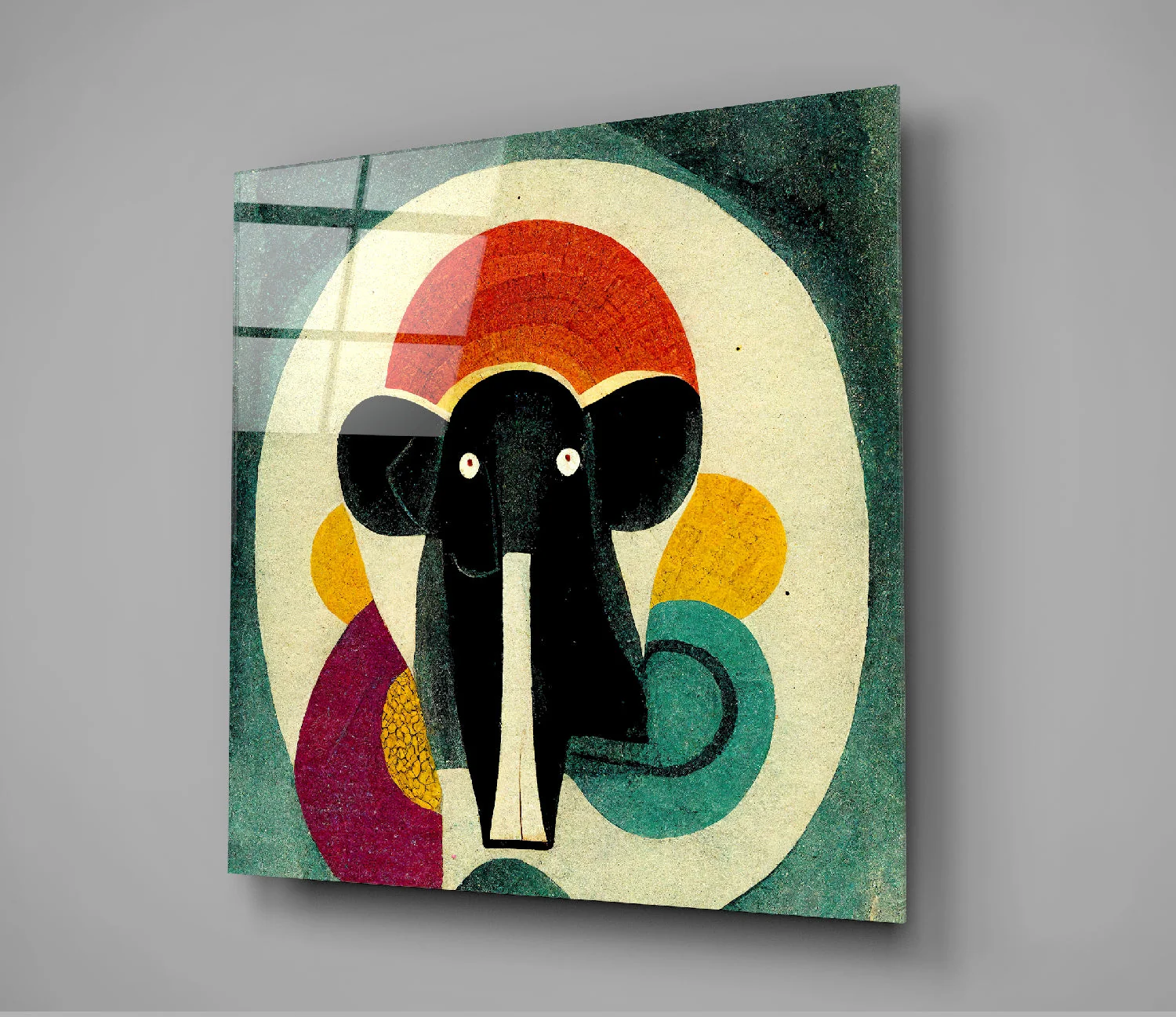 Olifant Abstract Glasschilderij - Afbeelding 3