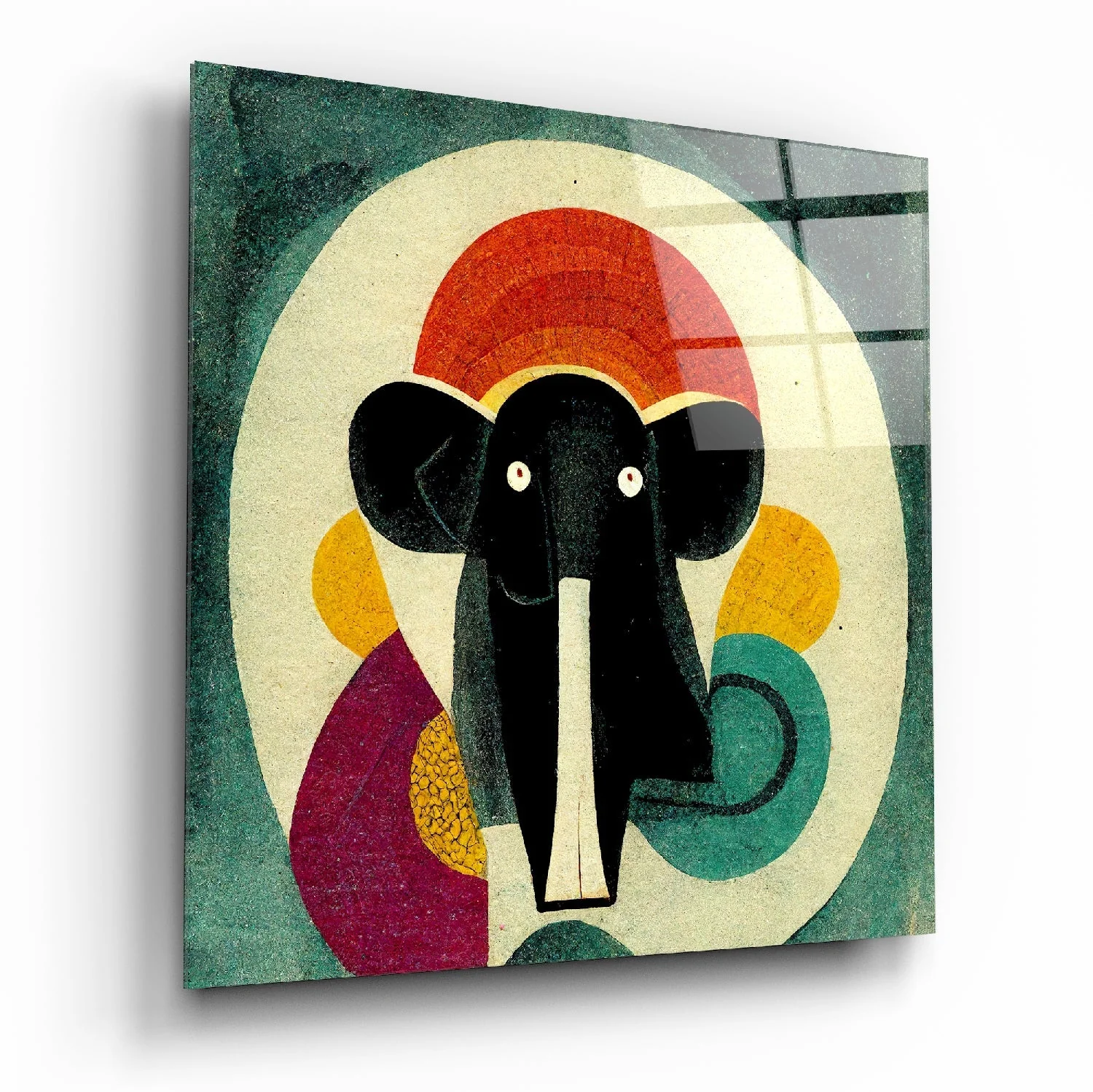 Olifant Abstract Glasschilderij