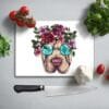 Hond met Bloemen | Glassnijplank
