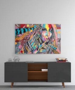 Vrouw Shhh Glasschilderij