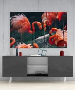 Alternative view of Flamingo's | Glasschilderij