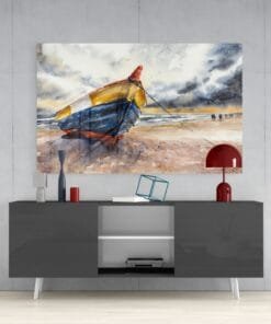 Boot Op Het Strand Glasschilderij