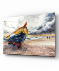 Boot Op Het Strand Glasschilderij