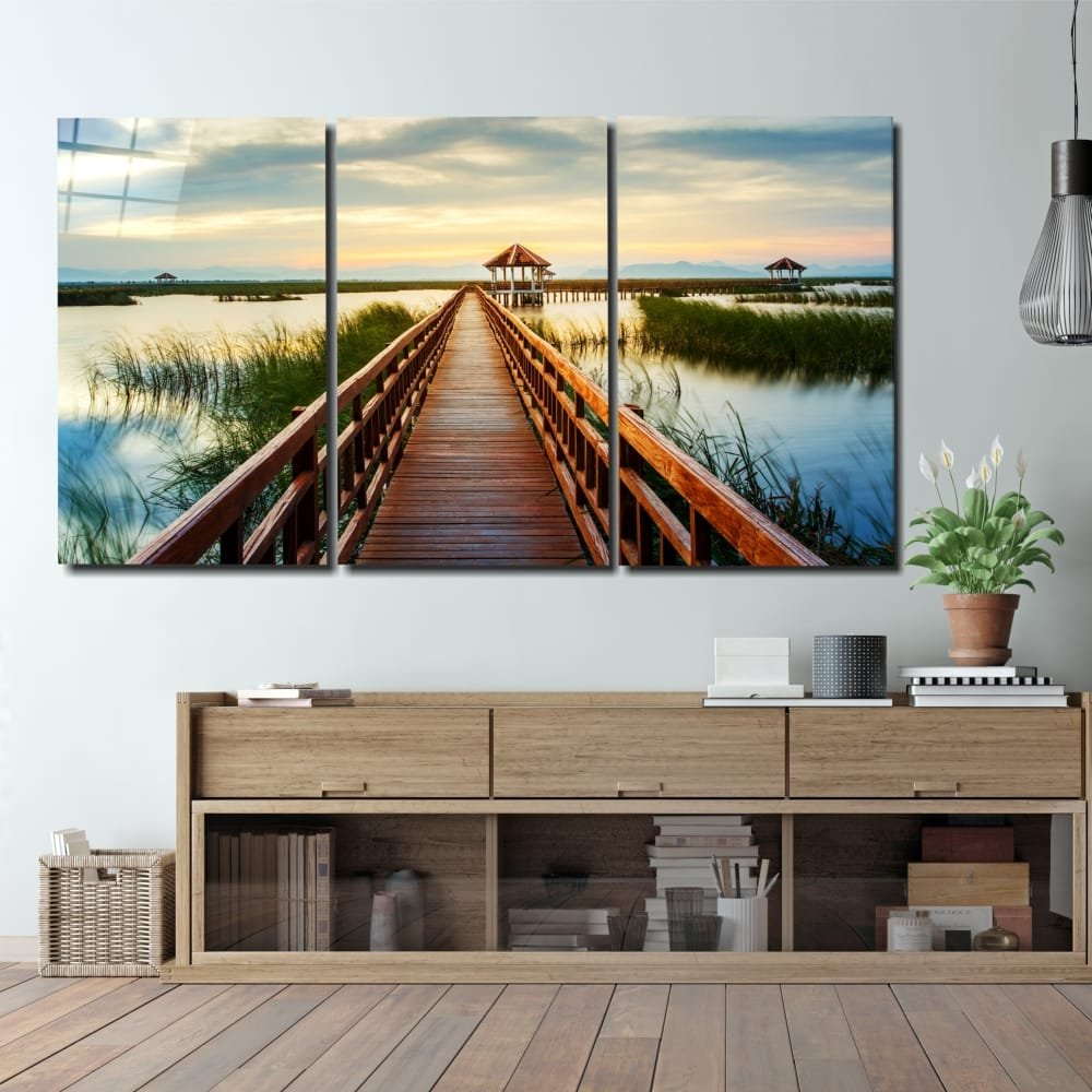 Pier Op Het Meer Glasschilderij