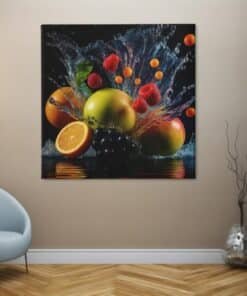 OEFE 1340 vierkant canvas schilderij vruchtenspat kleurrijk fruit e