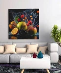 OEFE 1340 vierkant canvas schilderij vruchtenspat kleurrijk fruit f