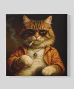 Vintage Kat Vierkant Schilderij