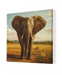 Alternative view of Olifant in de Savanne Vierkant Schilderij