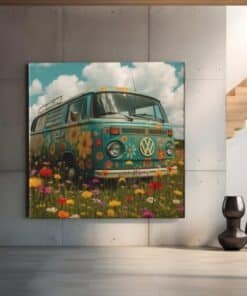 vierkant-canvas-schilderij-hippie-bus-bloemenveld-e
