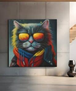 vierkant-canvas-schilderij-coole-kat-met-zonnebril-e