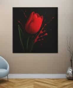 bloem-rode-tulp-vierkant-canvas-schilderij-c