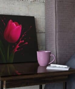 OEFE 1349 roze tulp vierkant schilderij b