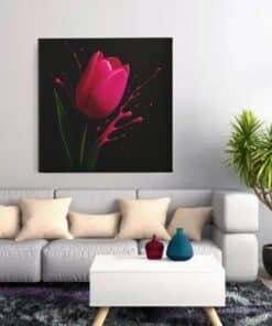 OEFE 1349 roze tulp vierkant schilderij d