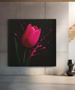 OEFE 1349 roze tulp vierkant schilderij e