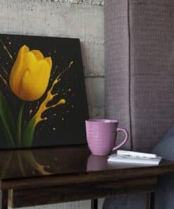OEFE 1350 bloem gele tulp vierkant schilderij a