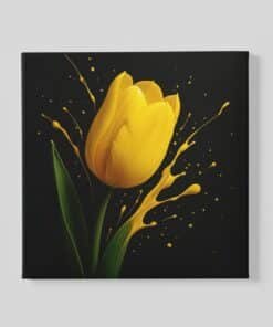 Bloem Gele Tulp Vierkant Schilderij