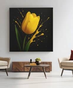 OEFE 1350 bloem gele tulp vierkant schilderij d