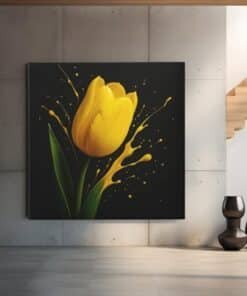 bloem-gele-tulp-vierkant-schilderij-e