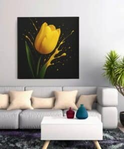 OEFE 1350 bloem gele tulp vierkant schilderij f