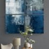 Abstract Blauw Glasschilderij