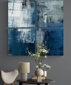 Abstract Blauw Glasschilderij
