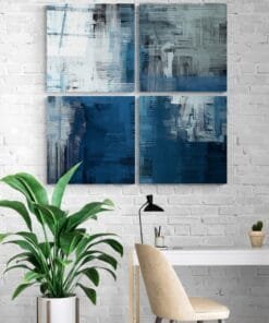 Abstract Blauw Glasschilderij