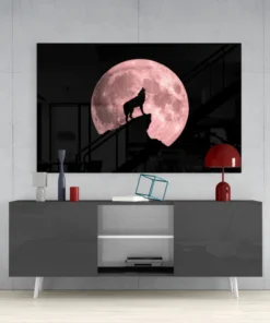 Wolf en Volle Maan Glasschilderij - Afbeelding 6