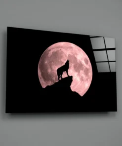 Wolf en Volle Maan Glasschilderij - Afbeelding 3
