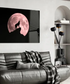Wolf en Volle Maan Glasschilderij - Afbeelding 5