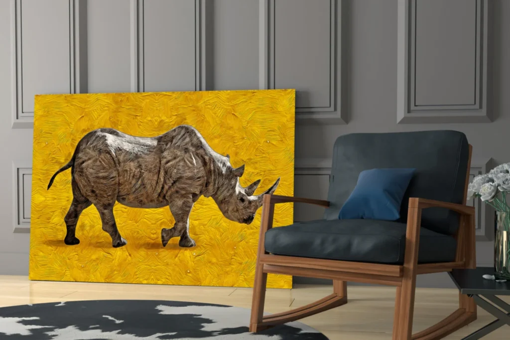 Neushoorn Dieren Glasschilderij