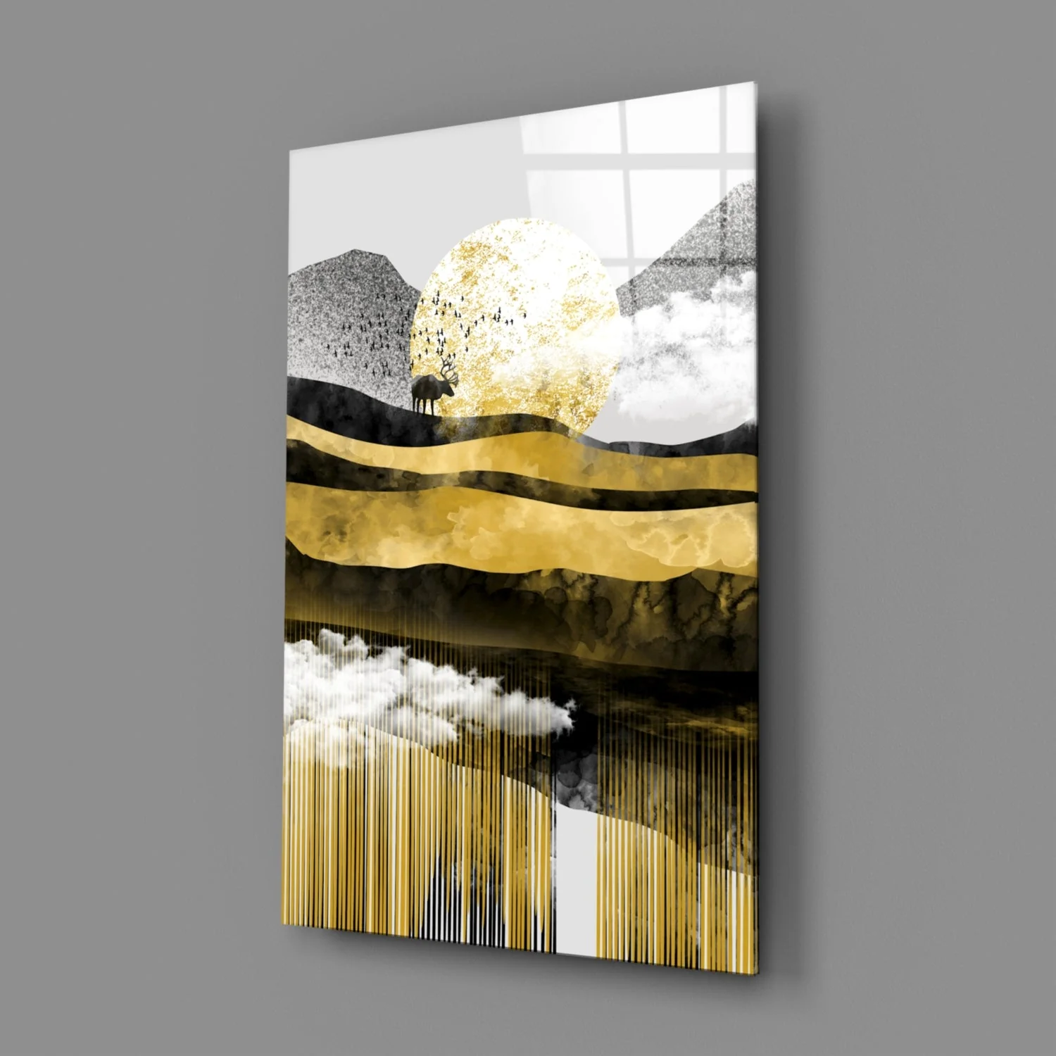 Abstract Goud Glasschilderij - Afbeelding 3