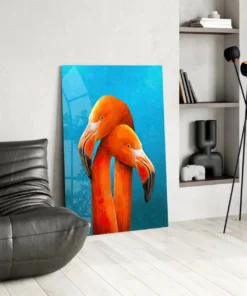 Flamingo's Glasschilderij
