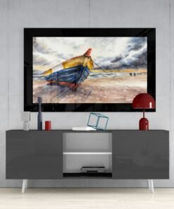 Boot Op Het Strand Glasschilderij
