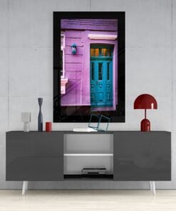 Oude Deur Turkoois Glasschilderij