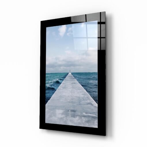 Pier op zee Glasschilderij