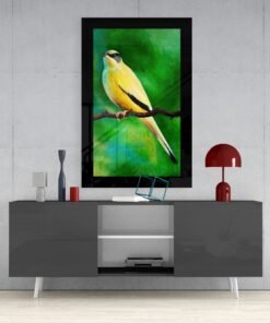Gele Vogel Glasschilderij