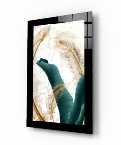 Smaragdgroen Blad Glasschilderij