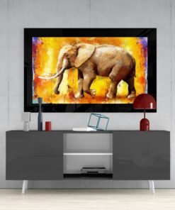 Olifant Geel Glasschilderij