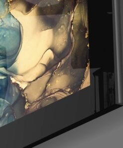 Alternative view of Goud Blauw Abstract Glasschilderij