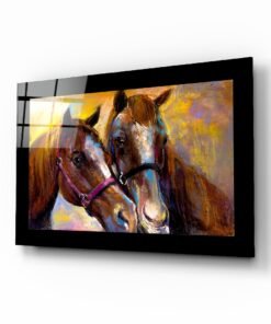 Paarden Glasschilderij