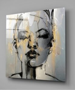 Vrouw Abstract Glasschilderij - Afbeelding 3