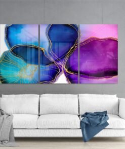 Abstract Paars Blauw Glasschilderij