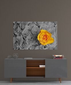 Gele Roos Bloem Glasschilderij